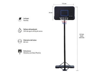 ARO ULTIMATE FITNESS A300 PRO EASY METAL 74X112CM PEDESTAL BASKETBALL - 2