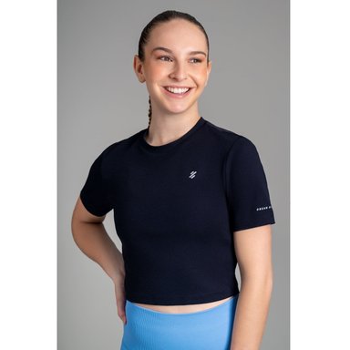 CROP TOP TODA ACTIVIDAD MUJER ULTIMATE FITNESS BLACK DEPORTIVO MANGA CORTA