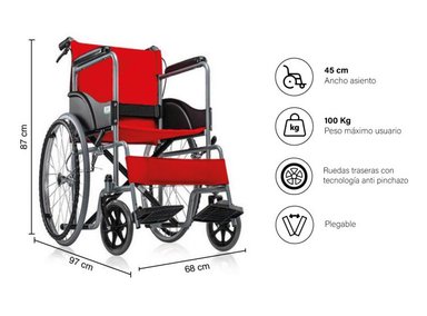 SILLA DE RUEDAS STANDARD PLEGABLE ROJO