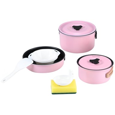 SET OLLAS ALUMINIO ANTI-ADHERENTE 3 PIEZAS ROSADO