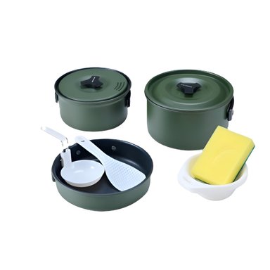 SET OLLAS ALUMINIO ANTI-ADHERENTE 3 PIEZAS VERDE MILITAR