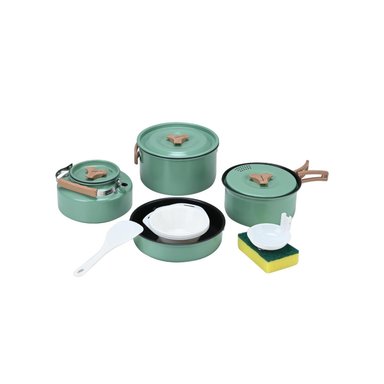 SET OLLAS ALUMINIO CAMPING 4 PIEZAS TURQUESA