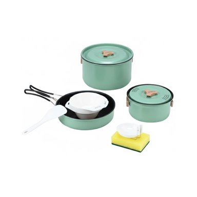 SET OLLAS ALUMINIO CAMPING 3 PIEZAS TURQUESA