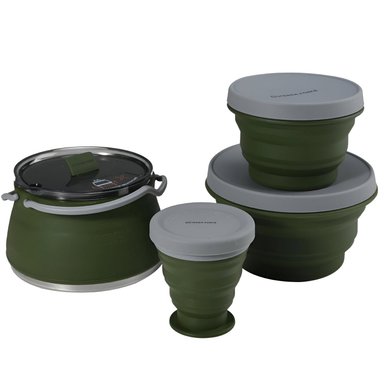 SET TETERA Y POTES SILICONA PLEGABLE CAMPING MILITAR