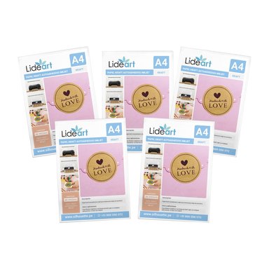 PAPEL KRAFT AUTOADHESIVO LIDEART 05 PAQUETES INKJET A4X20 UNID