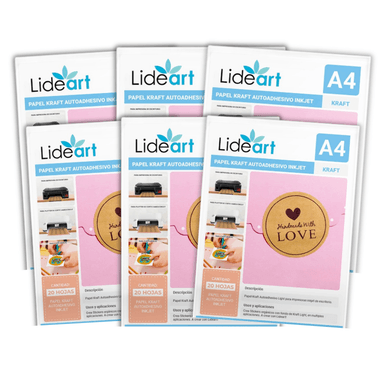 PAPEL KRAFT AUTOADHESIVO LIDEART 05 PAQUETES INKJET A4X20 UNID - 1