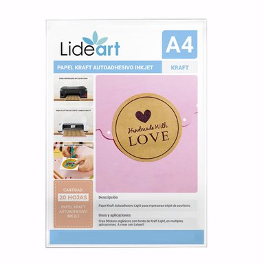 PAPEL KRAFT AUTOADHESIVO LIDEART 05 PAQUETES INKJET A4X20 UNID - 2