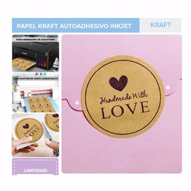 PAPEL KRAFT AUTOADHESIVO LIDEART 05 PAQUETES INKJET A4X20 UNID - 3