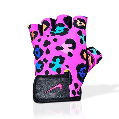 GUANTES MEDIO DEDO FITNESS ROSADO PRINT TALLA M
