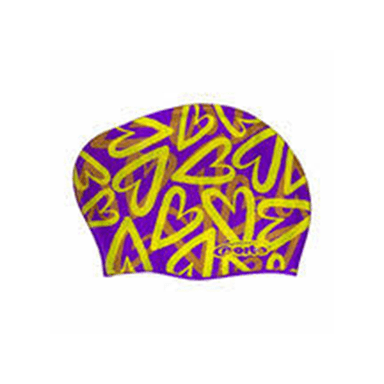 GORRO DE NATACIÓN VOLUMEN CON DISEÑO PORTO MORADO  CORAZONES