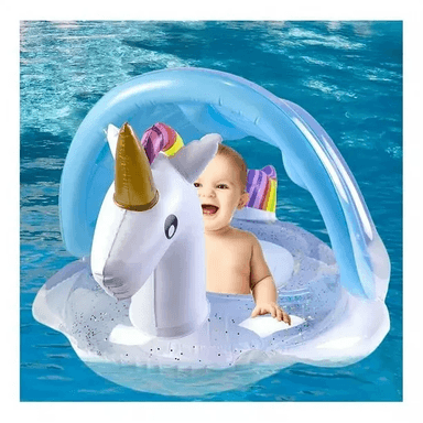 FLOTADOR 85CM CON ASIENTO Y SOMBRA DE UNICORNIO