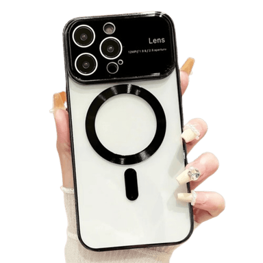 FUNDA CASE PARA IPHONE 14 MAGSAFE METALIZADO NEGRO LENS PROTECTOR - 1