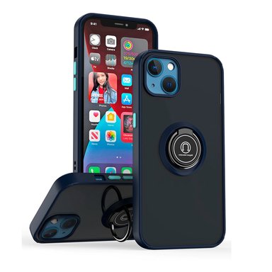 FUNDA PARA XIAOMI POCO X6 PRO AHUMADO CON ANILLO AZUL - 1
