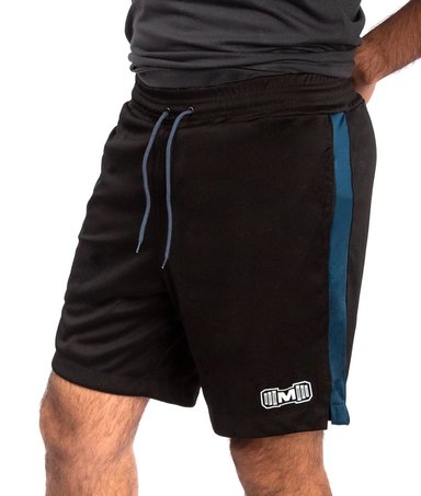 SHORT DEPORTIVO TODA ACTIVIDAD HOMBRE MUSCLE MUSEUM NEGRO CON FRANJA AZUL ACERO CON CIERRES