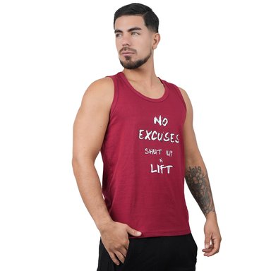 BIVIDÍ HOMBRE MUSCLE MUSEUM ALGODÓN ROJO OSCURO DEPORTIVO NO EXCUSES