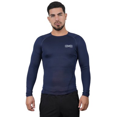 POLO DEPORTIVO DE COMPRESIÓN MANGA LARGA MUSCLE MUSEUM COLOR AZUL PARA HOMBRES