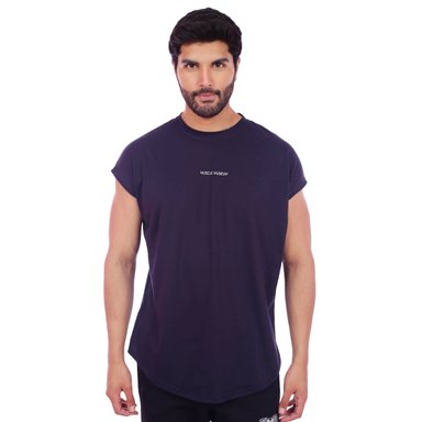 POLO HOMBRE MUSCLE MUSEUM ALGODÓN AZUL OSCURO MUSCLE TEE MANGA CERO
