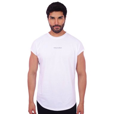 POLO HOMBRE MUSCLE MUSEUM ALGODÓN BLANCO MUSCLE TEE MANGA CERO