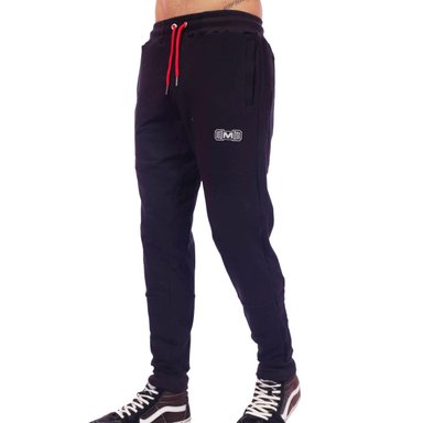 JOGGER DEPORTIVO MUSCLE MUSEUM COLOR NEGRO Y ROJO BOLSILLOS CON CIERRES PARA HOMBRE