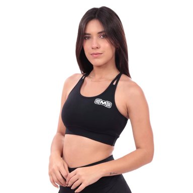 TOP DEPORTIVO MUJER MUSCLE MUSEUM NEGRO CON TIRAS