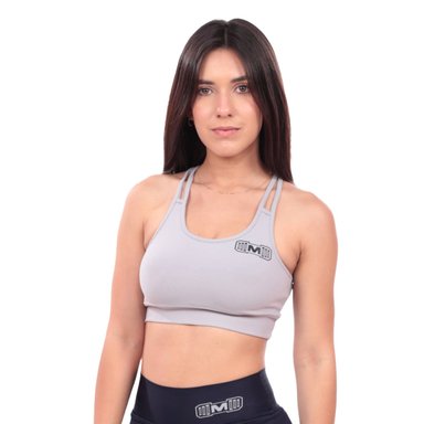 TOP DEPORTIVO MUJER MUSCLE MUSEUM PLATEADO CON TIRAS