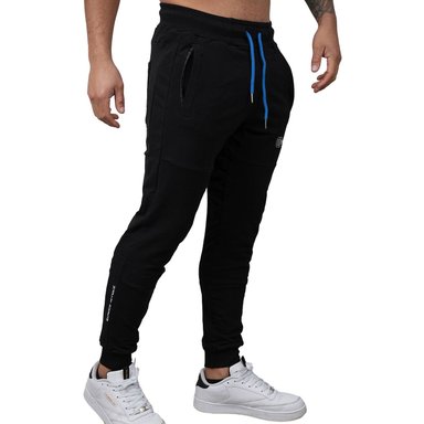 JOGGER DEPORTIVO MUSCLE MUSEUM COLOR NEGRO Y AZUL BOLSILLOS CON CIERRES PARA HOMBRE