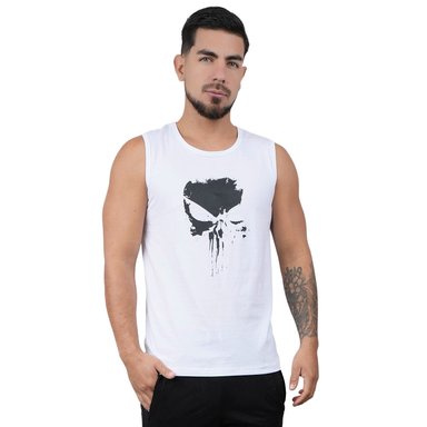 POLO MANGA CERO DEPORTIVO MUSCLE MUSEUM COLOR BLANCO PUNISHER PARA HOMBRE