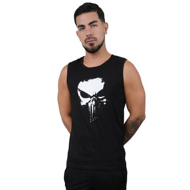 POLO MANGA CERO DEPORTIVO MUSCLE MUSEUM COLOR NEGRO PUNISHER PARA HOMBRE