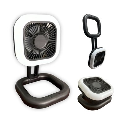 MINI VENTILADOR PORTATIL CON LUZ LED RECARGABLE - NEGRO