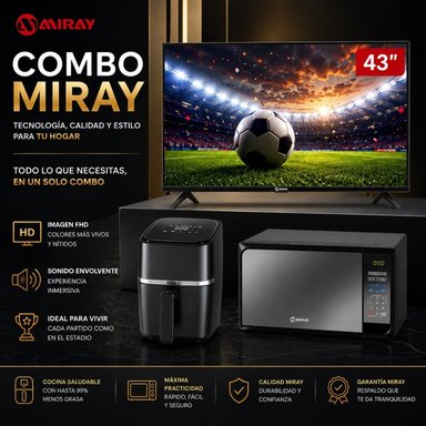 COMBO MIRAY TV 43” GOOGLE TV FHD + MICROONDAS 20L + FREIDORA DE AIRE 3L - 2