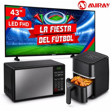 COMBO MIRAY TV 43” GOOGLE TV FHD + MICROONDAS 20L + FREIDORA DE AIRE 3L - 3