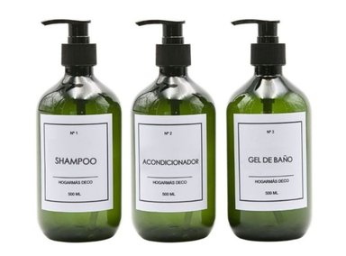 SET DE 3 BOTELLAS DISPENSADORAS PARA BAÑO VERDE