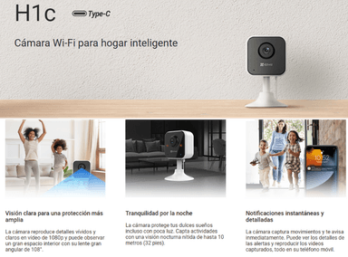 CÁMARA SEGURIDAD EZVIZ H1C WIFI FULL HD INTERIORES HASTA 256 GB - 2