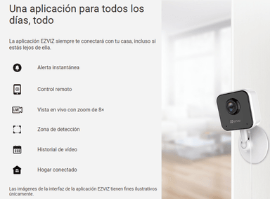CÁMARA SEGURIDAD EZVIZ H1C WIFI FULL HD INTERIORES HASTA 256 GB - 3