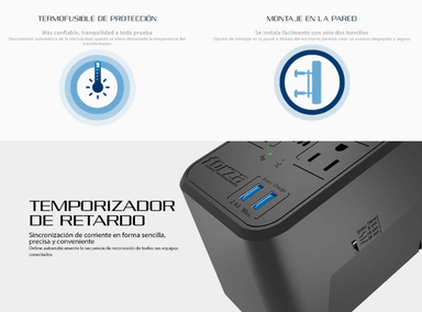 ESTABILIZADOR FORZA 1200VA/600W DE 8 TOMAS FVR-1222USB - 3