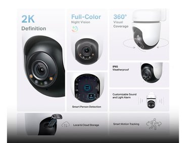 CÁMARA SEGURIDAD TP-LINK CS - TAPOC510W WIFI TAPO C510W LENTE 360 GRADOS IDEAL EXTERIORES RESOLUCION 2K HASTA 512 GB - 2