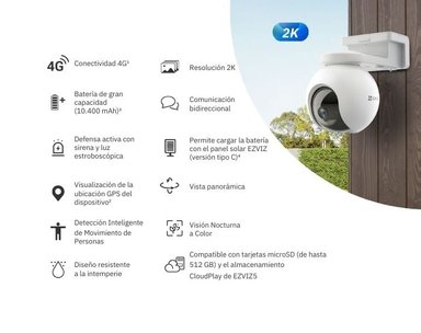 CÁMARA SEGURIDAD EZVIZ EB8 4G 2K CON BATERIA EXTERIOR + MICRO SD128 - 2