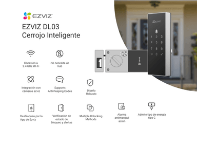 CERRADURA INTELIGENTE EZVIZ DL03 DESBLOQUEO REMOTO BATERIA - 2