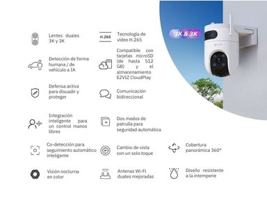 CÁMARA SEGURIDAD EZVIZ WIFI H9C DUAK 3K PARA EXTERIOR - 2