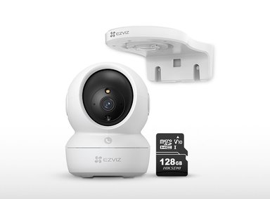 CÁMARA DE SEGURIDAD WIFI H6C FULL HD + SOPORTE DE MONTAJE + MICRO SD 128GB PARA INTERIORES EZVIZ
