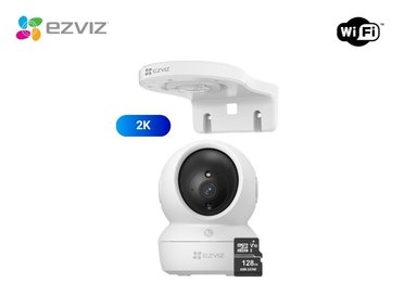 CÁMARA DE SEGURIDAD WIFI H6C 2K 3MP + SOPORTE DE MONTAJE + MICRO SD 128GB PARA INTERIORES EZVIZ