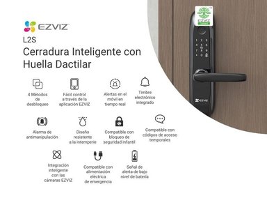 CERRADURA INTELIGENTE EZVIZ L2S CON HUELLA DACTILAR - 2