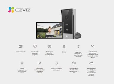 VIDEOPORTERO DOMÉSTICO INTELIGENTE HP5 WIFI 1080P PANTALLA TÁCTIL DE 7 - EZVIZ - 3