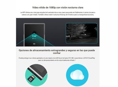 VIDEOPORTERO DOMÉSTICO INTELIGENTE HP5 WIFI 1080P PANTALLA TÁCTIL DE 7 - EZVIZ - 4