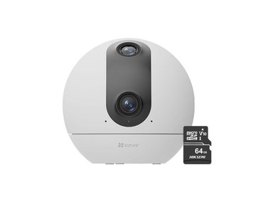 CÁMARA SEGURIDAD EZVOZ C60P DUAL 2K 3MP + MICRO SD 64GB WIFI VISIÓN 360 CON BOTON LLAMADA