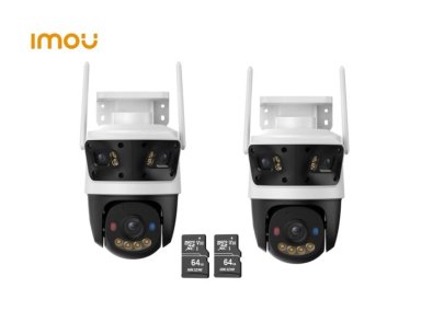 KIT DE 2 CÁMARA SEGURIDAD IMOU WI-FI CRUISER TRIPLE LENTE 3+3+5 MP + MICRO SD 64GB EXTERIOR LENTE FIJO Y PT
