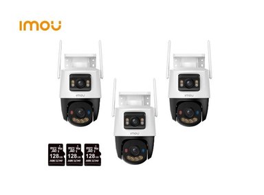 KIT DE 3 CÁMARA SEGURIDAD IMOU WI-FI CRUISER DUAL 3MP + 5MP + MICRO SD 128GB 360° NOCHE COLOR - 1