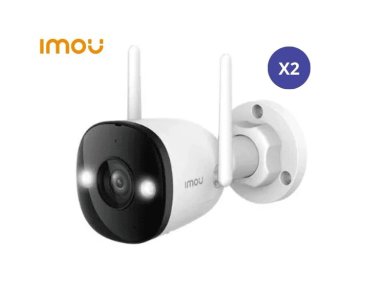 KIT DE 2 CÁMARA SEGURIDAD PARA EXTERIORES BULLET 3 3K 5MP FULL COLOR PT IP67 IMOU