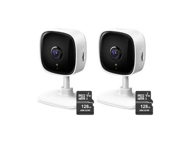 KIT DE 2 CÁMARA DE SEGURIDAD INTERIOR TAPO C110 2K 3MP + MICRO SD 128GB