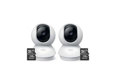KIT DE 2 CÁMARAS DE SEGURIDAD INTERIOR TAPO C200C + MICRO SD 128GB PARA INTERIOR